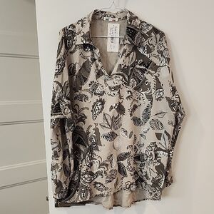 P2P 26" NWT Italia Moda Floral Patterned Blouse